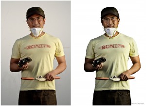 Before and After: Processed RAW file (left) final retouched version (right).