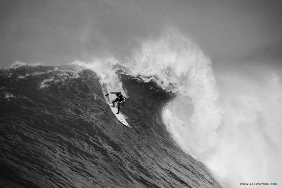 Greg Long surfing Mavericks. Half Moon Bay, CA
