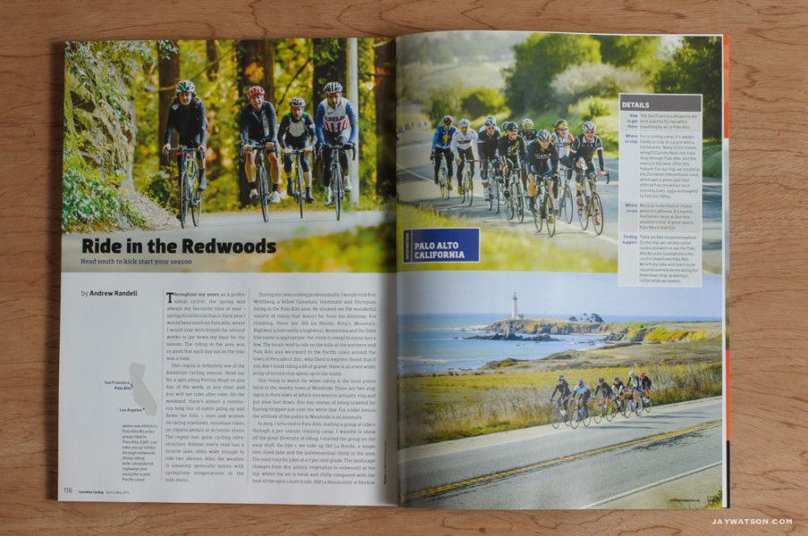 Editorial: "Ride In The Redwoods" in Canadian Cycling Magazine. 
