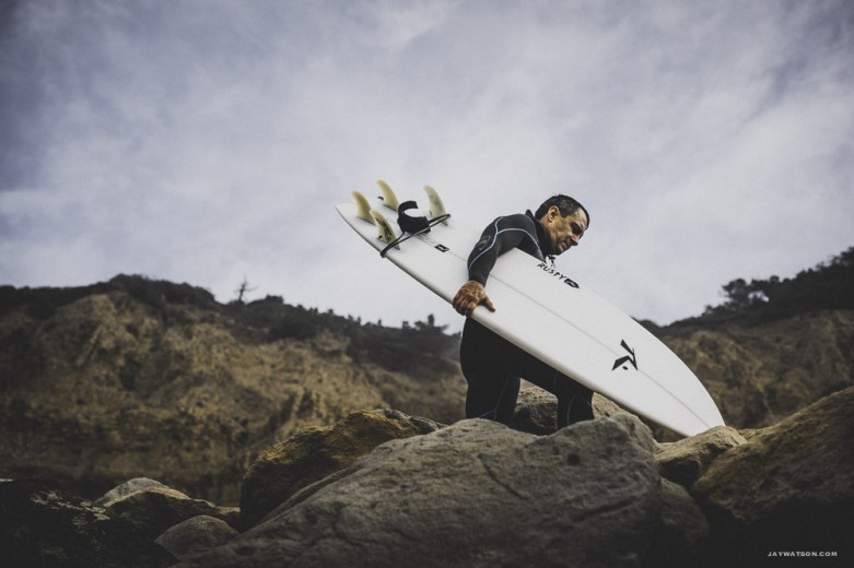 Surfer Tommy Romero at Waddell Creek, CA