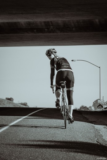 Silvia Durruthy Durruthy road biking in Woodside, CA. 