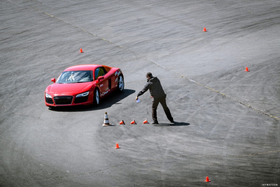 Driving instructor Andrew Shoen on the auto cross course. Sonoma Raceway | Audi sportscar experience