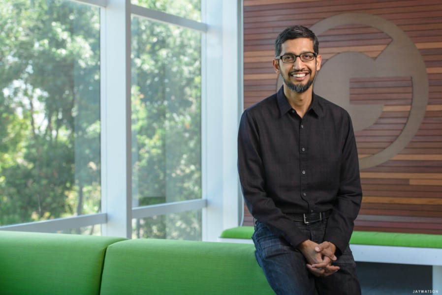 Google CEO Sundar Pichai, at the Google headquaters in Mountain View, CA