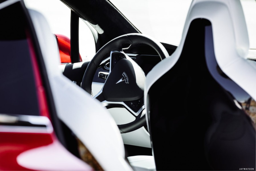 Tesla Model X interior, Fremont, CA | Lufthansa Magazine