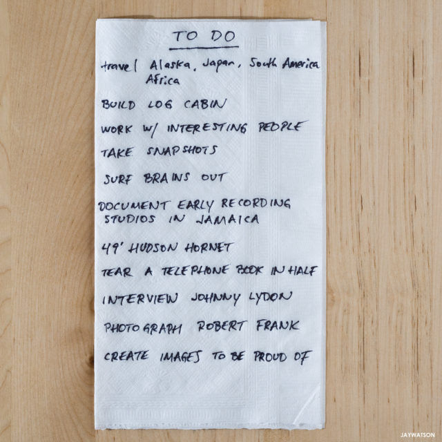 To Do list on a napkin.