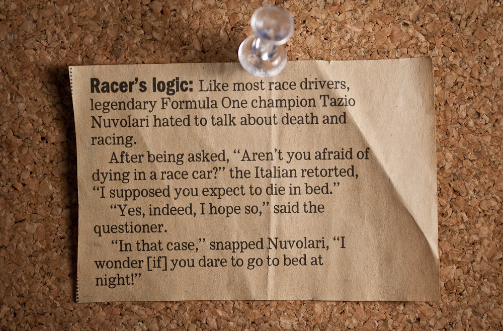 Tazio Nuvolari quote on auto racing.