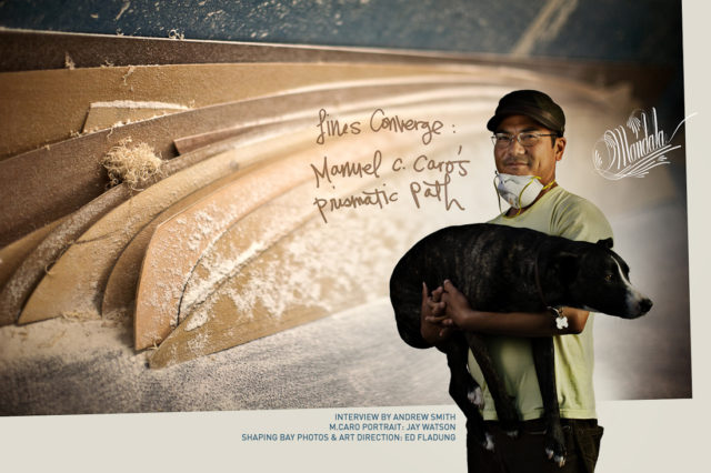 Surfboard shaper Manuel Caro portrait. Encinitas, CA