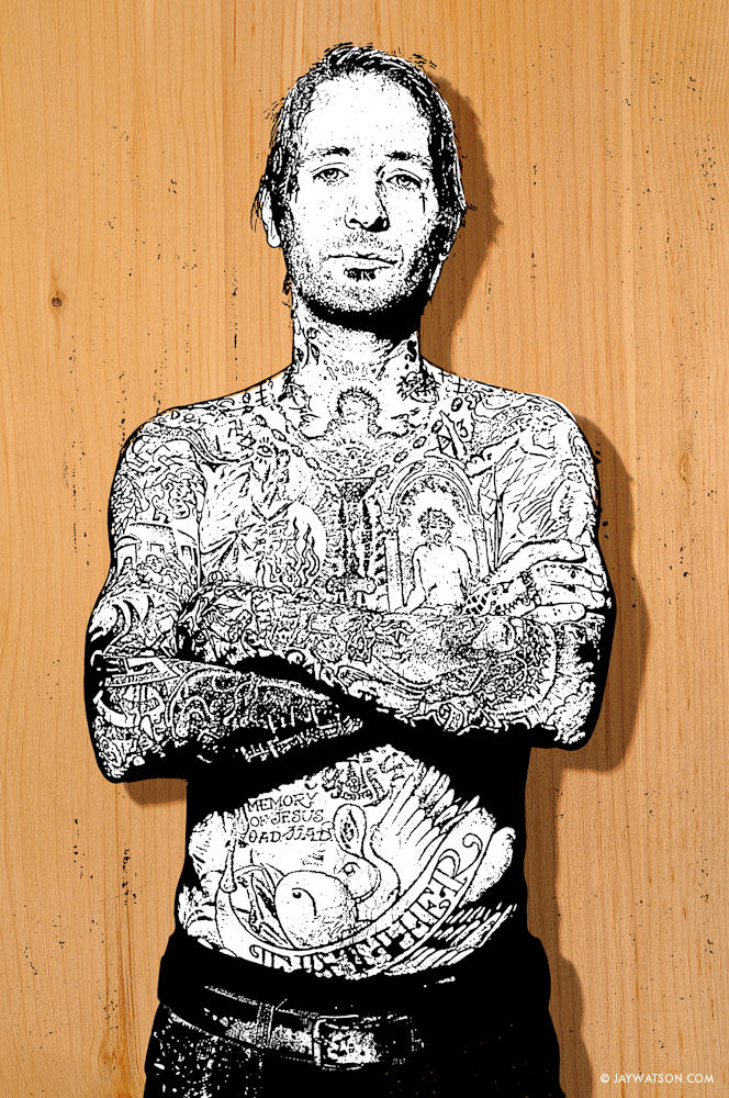 photo illustration portrait of tattoo artist Freddy Corbin