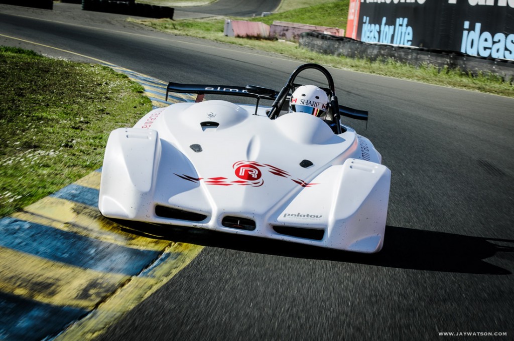 Brian Makse tests the Palatov race car at Infineon Raceway for an editorial feature in EVO Magazine.