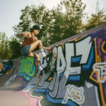 Jen skateboarding a California pool